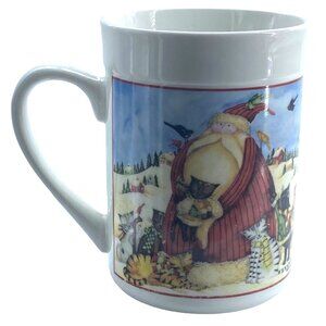 Holiday Home Christmas Santa with Cats Coffee Cup‎ Mug Debi Hron 2006 4.75"